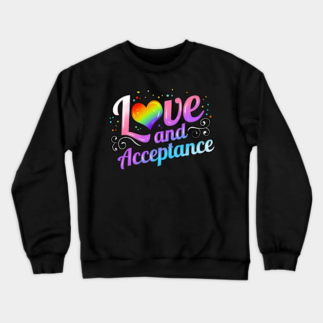 Love and Acceptance colorful heart LGBTQ Crewneck Sweatshirt by SinBle